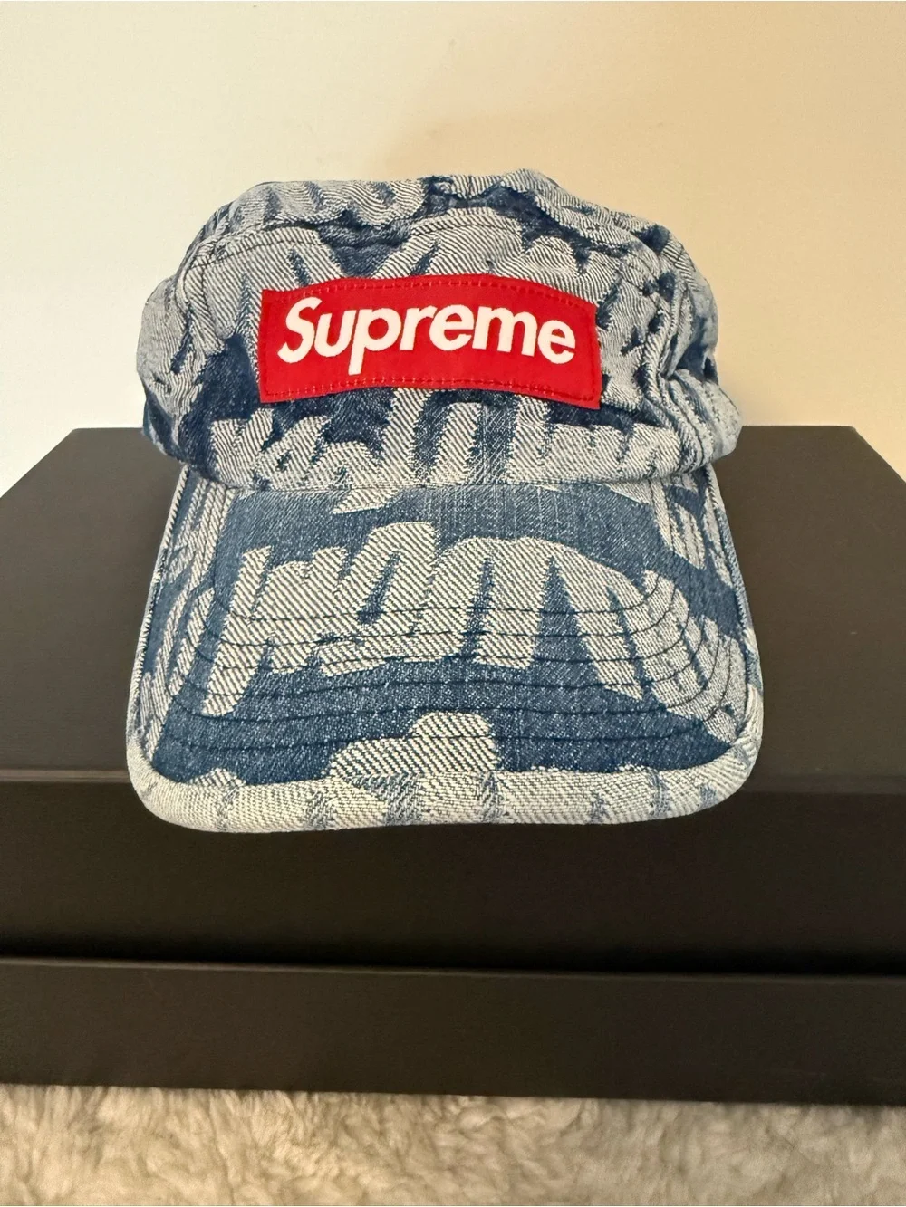 Supreme Fat Tip Jacquard Denim Camp Cap